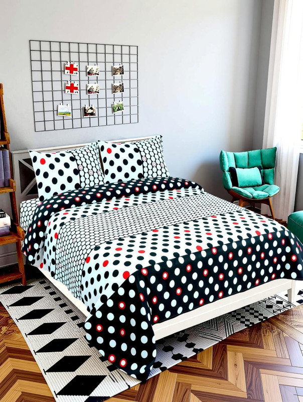 Supreme Home Collective 144 TC Microfiber Double Geometric Bedsheet(Pack of 1, Multicolor)