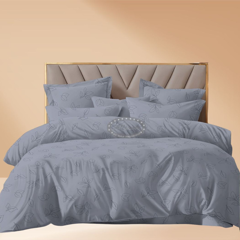 J S HOME FINISHING Microfiber Single Flat 300 TC Solid 1 Bedsheet with 2 Pillow Covers(Blue)
