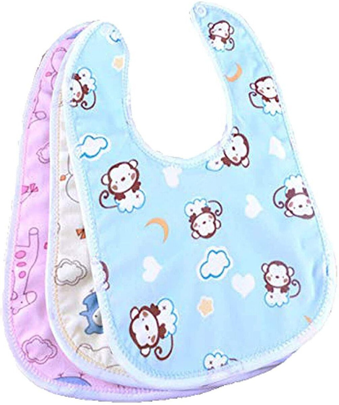 WHITE POPCORN Water Resistant-Premium Super Soft Cotton Daily Use bibs-Multi PACK OF 3(Multicolor)