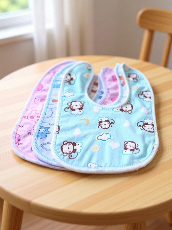 Ganpati Store Baby Fast Dry Bibs, Multicolor (Pack of 3)(Multicolor)