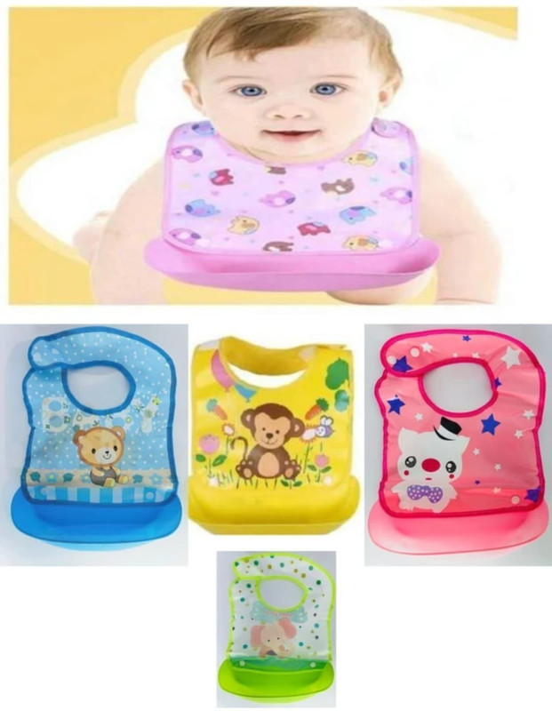 Atharv Nest WASHABLE WITH DETACHABLE TRAY WATERPROOF SILICON BIB(RANDOM)
