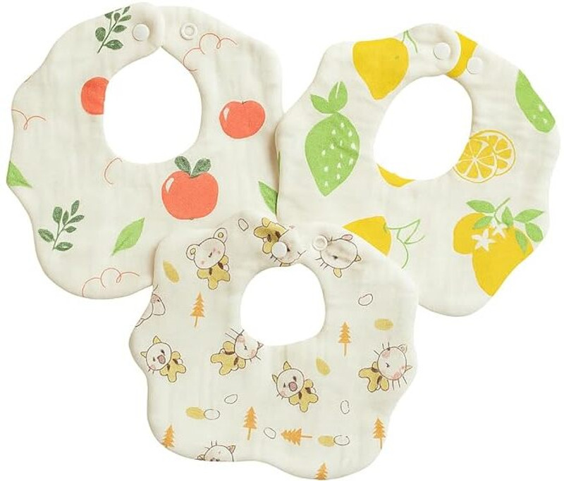Bigbought Baby Muslin Bib Super Soft Cotton Daily Use, bibs for baby appron 3 pack(White)