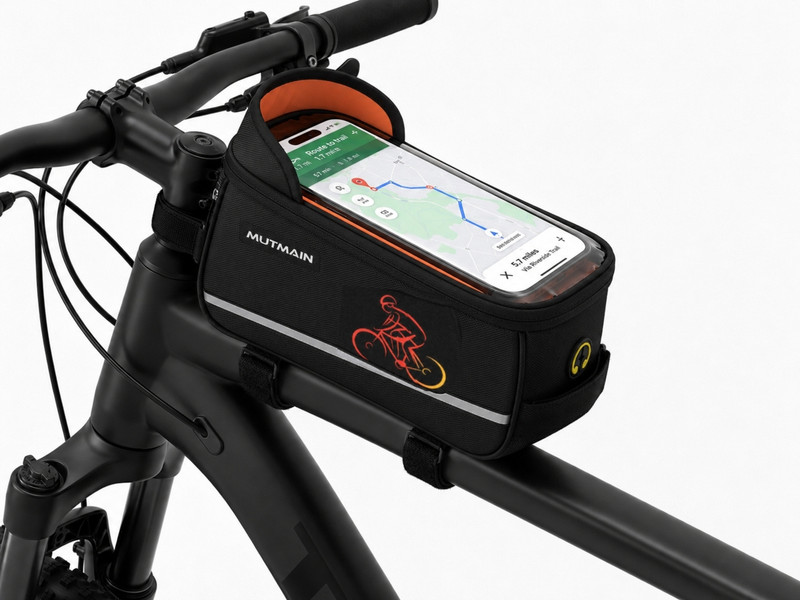 MUTMAIN Bicycle bag waterproof with touchscreen & storage, mobile holder upto 7 inch Bicycle Phone Holder