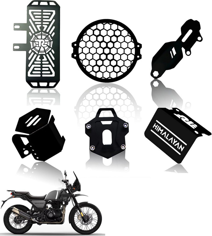 Moto Genius Himalayan Kit | Honey Shape Grill, Guard, Stand Extender (6 Pcs) Bike Crash Guard(Royal Enfield)