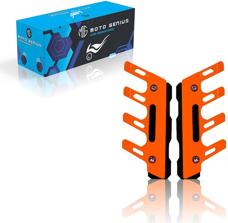 Moto Genius ABS Shocker Protector | Front Fork Fender Protector | Anti-Fall Guard (Orange) Bike Crash Guard(Universal For Bike)