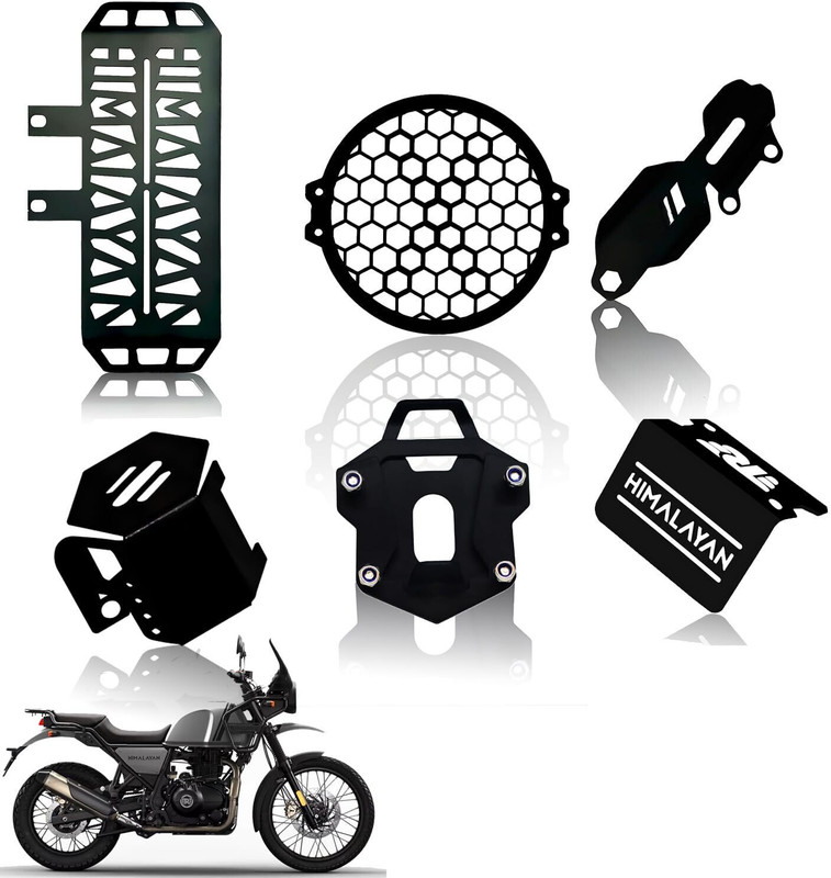 Moto Genius Himalayan Accessory Kit | Honey Grill, Guard, Stand & Caps (6 Pcs) Bike Crash Guard(Royal Enfield)