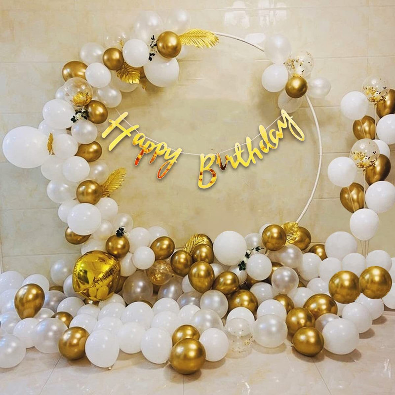 lala balloon White, GOLDEN Golden Birthday Decoration Kit