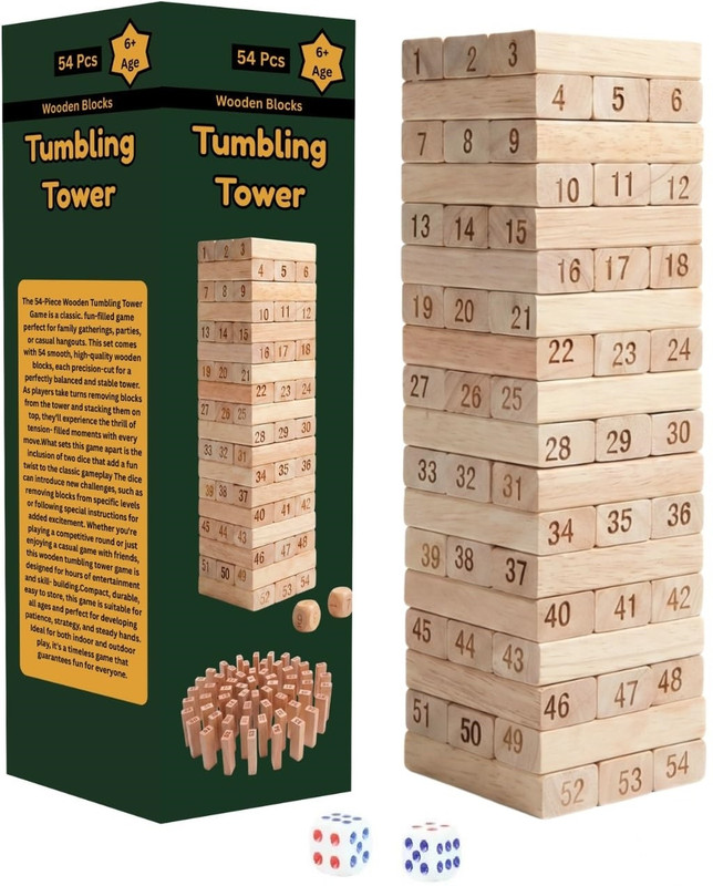 VAIKAL Zengaa Small Tumbling Tower Wooden Building block game boys girls puzzle(Brown)