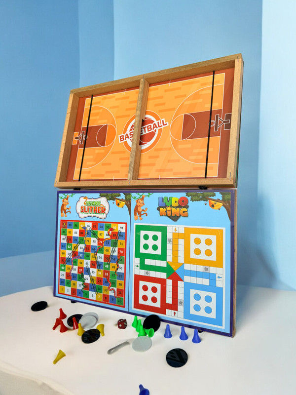 BHVMEY Wooden Educational Board Game Combo Ludo Snake Ladder for Kids Educational Board Games