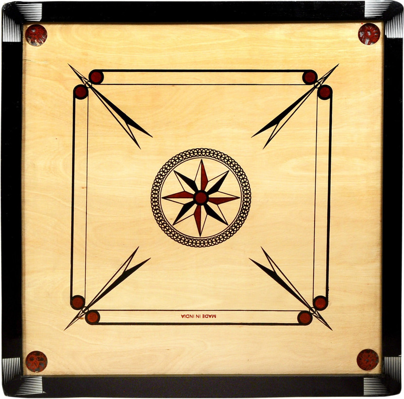 Kiwi Premium 32inch Round Pocket with Wooden Coins ,Striker & Disco powder 81.28 cm Carrom Board(Yellow)