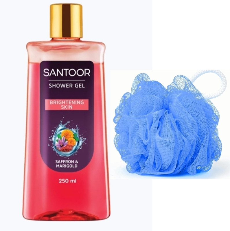 Santoor Saffron & Marigold Shower Gel And Loofah Body wash (250ML.)(1 Items in the set)