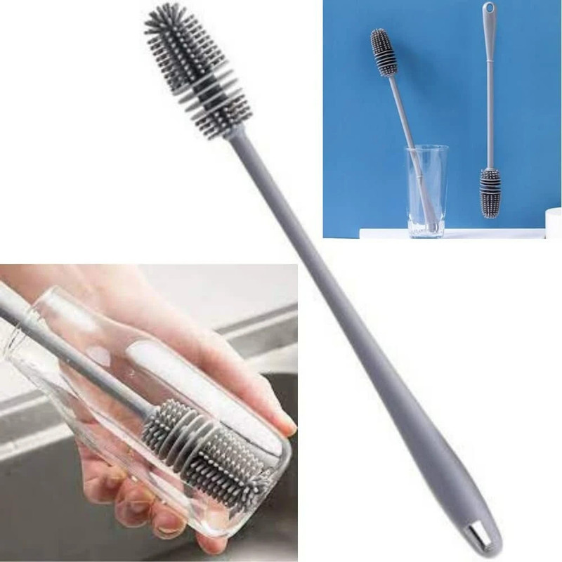 Wagwanfly Long Handle Silicone Brush for Cleaning Bottles, Containers, Vase and Glassware(Multicolor)