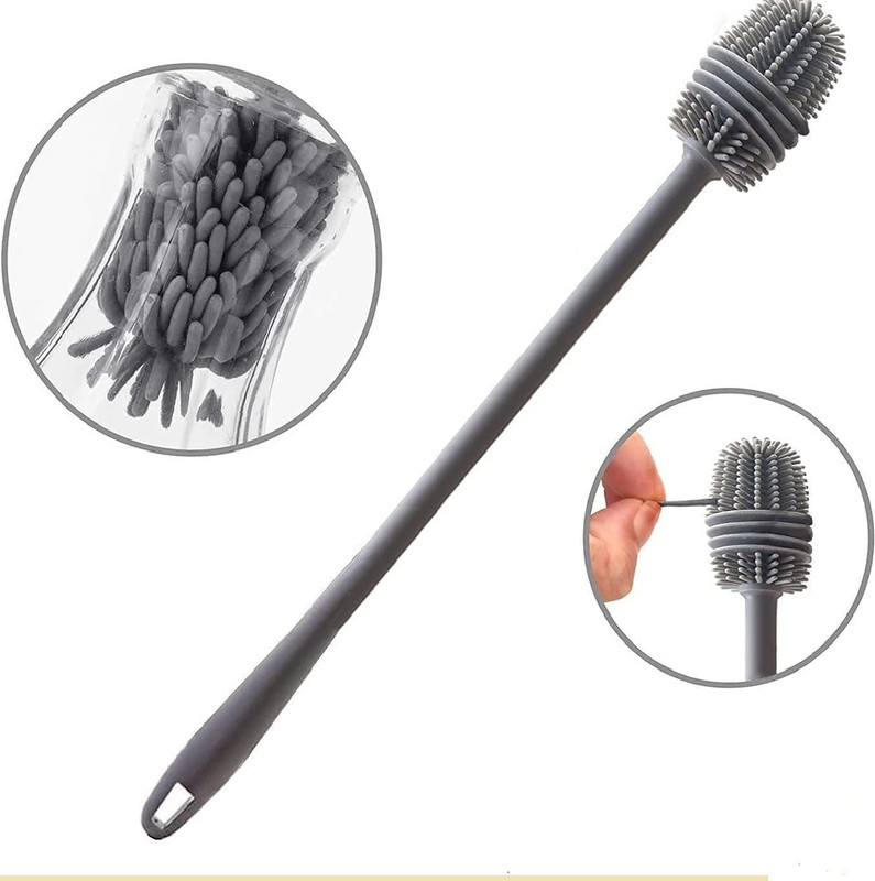 INVERSION Bottle Cleaning Brush Silicone Long Handle For Multipurose Cleaning059(Grey)
