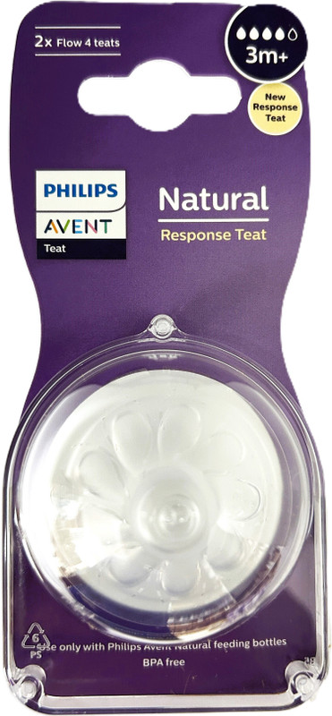 Philips Avent SCY964/02 Natural Response Teats, 3m+ Twin Pack Medium Flow Nipple(Pack of 2 Nipples)
