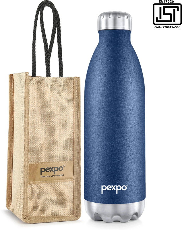 pexpo Electro 1500, Hot&Cold Thermosteel Water Bottle With Jute-Bag , Leakproof 1500 ml Steel Flask(Pack of 1, Green)