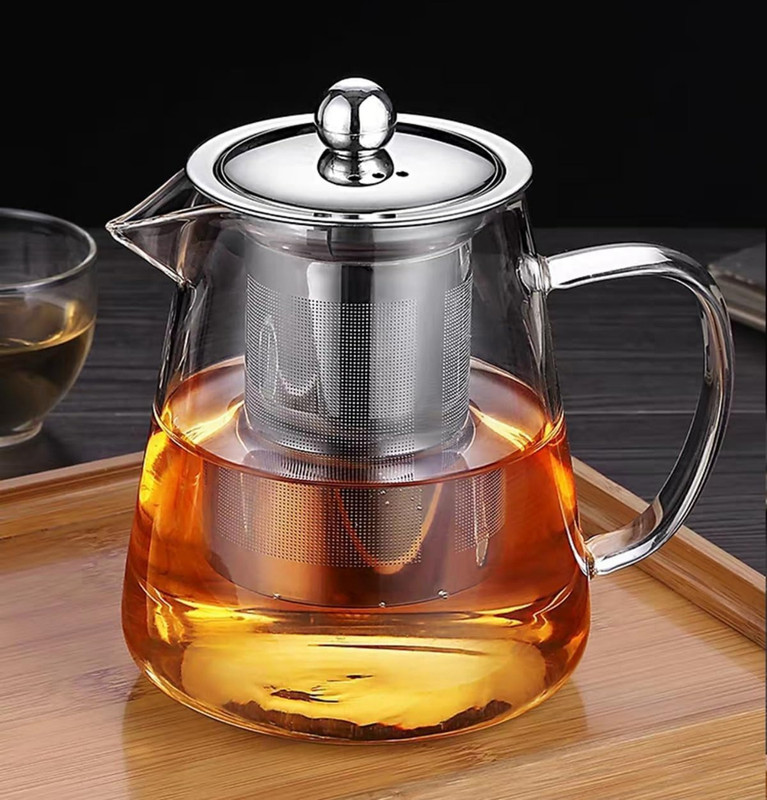 ELIE INDIA Glass Teapot with Stainless Steel Infuser & Lid | Heat-Resistant Kettle Tea Urn(500 ml)
