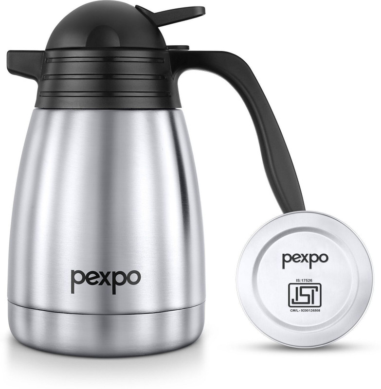 pexpo Stainless Steel Vacuum Insulated Cosmo Carafe, Hot and Cold Tea/Coffee 2000 ml Steel Flask(Pack of 1, Silver)