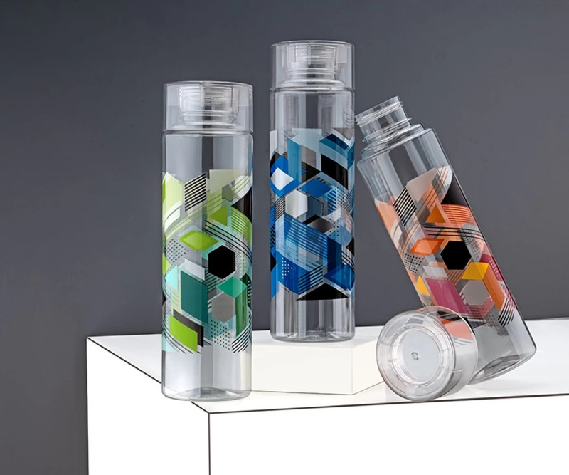 Sentricus PRINTED Round Plastic Drinking Water Bottles 1000 ml Bottle 1000 ml Plastic, PET Bottle(Pack of 3, Multicolor)