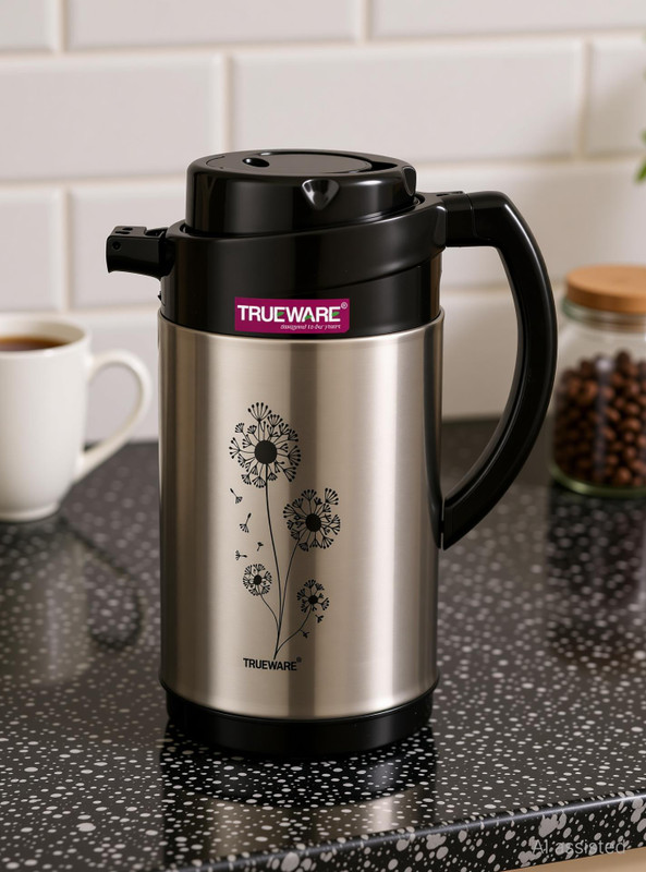 Trueware Ruff Tuff 1200 Insulated Stainless Steel Flask 1000 ml Steel Flask(Pack of 1, Steel/Chrome)