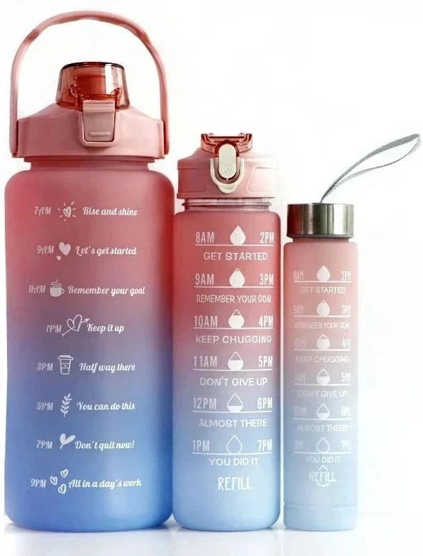 PM PLUS Combo Water Bottle (PACK OF 3 pics) 3000 ml Silicone Bottle(Pack of 3, Multicolor)