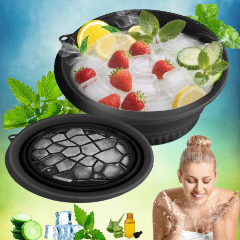 HAREPRIYA 1 L Silicone Silicone Ice Basin for Soothing Morning Face Bloat Ice Bucket(Black)