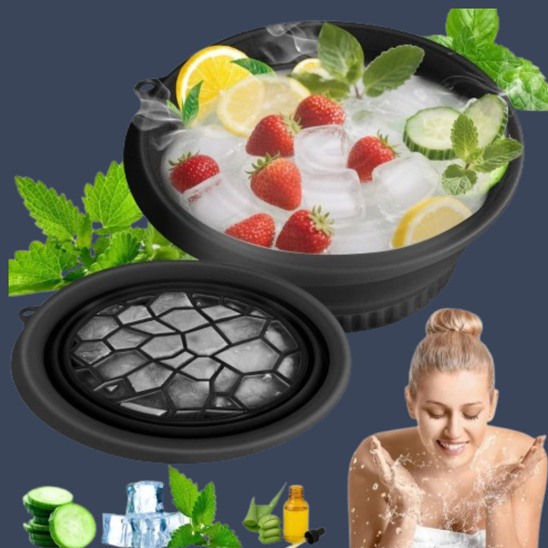 rdomi 1 L Silicone Ice Skin Care Bowl for Gentle Face Soothing Ice Bucket(Black)