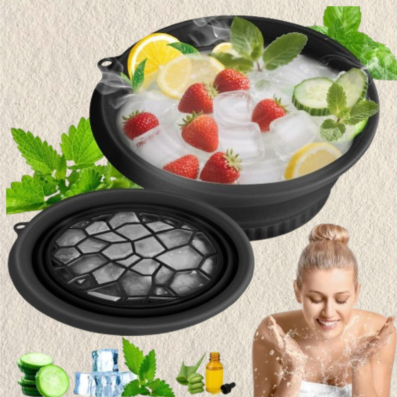 Neelmohi 1 L Silicone Silicone Ice Basin for Enhancing Skin Elasticity Ice Bucket(Black)