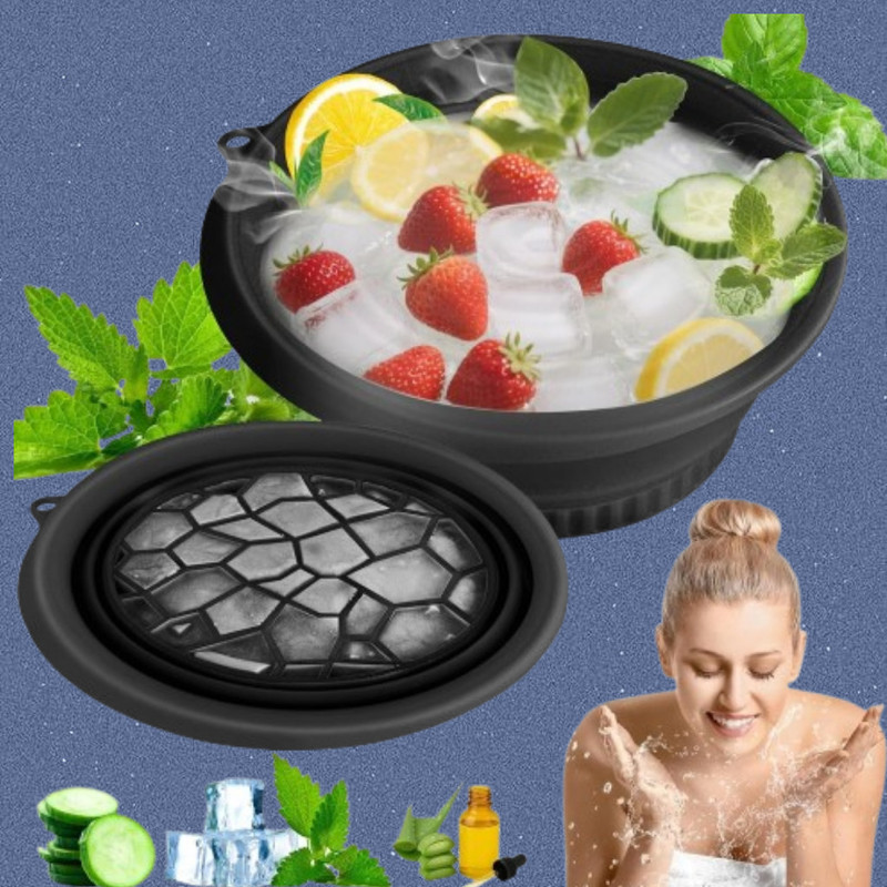 HAREPRIYA 1 L Silicone Cold Compress Bowl for Relaxing Facial Treatment Ice Bucket(Black)