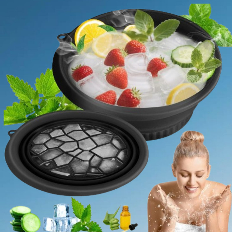 rdomi 1 L Silicone Cooling Basin for Reducing Facial Fluid Retention Ice Bucket(Black)