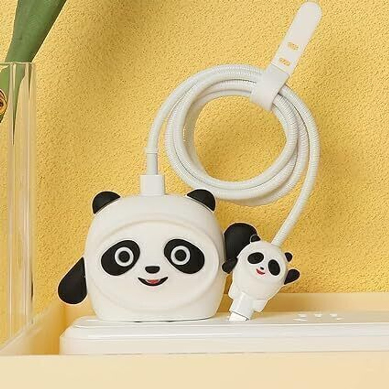 BeeNex Charger Case Cover for i-Phone 18W-20W Adapter, Cute Cartoon Bear Design, USB C Cable Protector(Pink)
