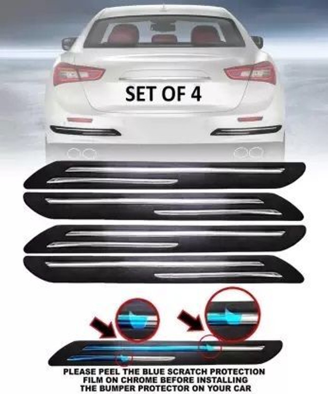 RONISH Microfibre, Stainless Steel, Silicone Car Bumper Guard(Black, Pack of 4, Universal For Car, 800, Nano, Alto, Alto 800, Santro Xing, WagonR, Swift, Swift Dzire, Baleno, Eeco, Nexon, Ertiga)