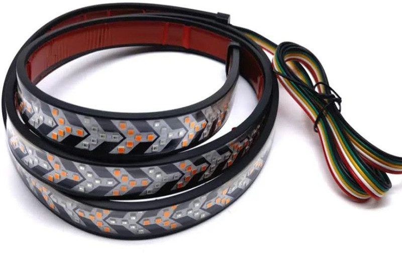 RAWAT 12V Turn Signal Tail Brake Light Strip 5 Function Trunk Flexible LED Strip Lamp Car Fancy Lights(Red, Yellow)