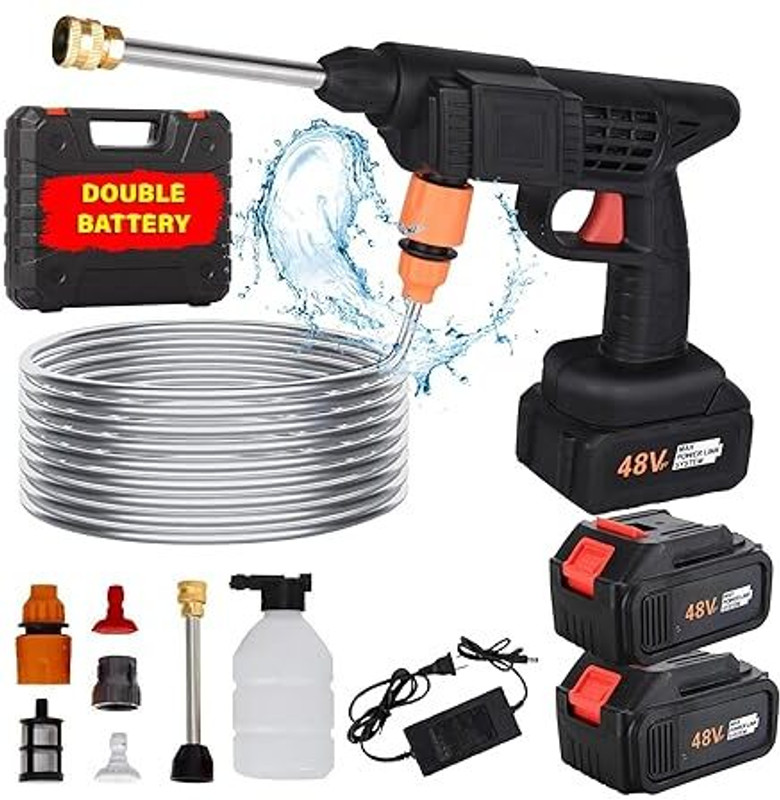 JAYLOO ar washer gun with battery High Pressure Car Bike Washer Gun (Double Battery) Pressure Washer