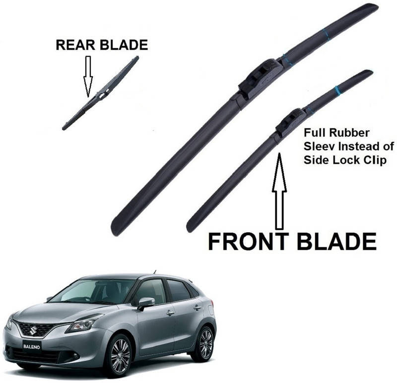 AutoClean FRONT FRAMELESS WIPER & REAR BLADE BALENO (PACK OF 3 PC) Windshield Wiper(100 cm, Passenger And Driver Side Wipers, Pack of: 3)
