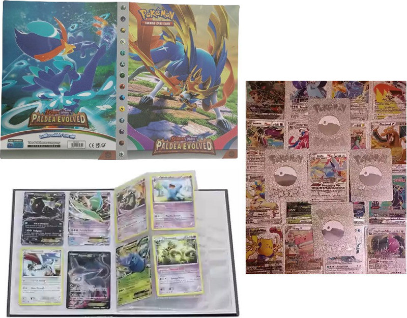 CrazyBuy Pokermon Collectible Album Book With 10 PCS Rose Gold Foil Cards(Multicolor)