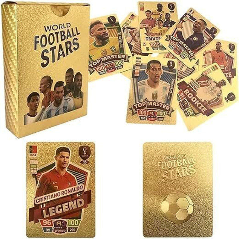 CrazyBuy World Cup Football Soccer Star 55 Gold Cards, Soccer Trading Card No Repetition(Gold)