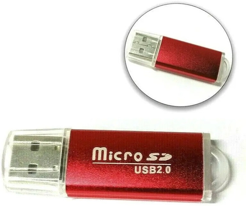TECHGEAR New Portable USB 2.0 Adapter Micro SD SDHC Memory Card Reader Writer Flash Drive Card Reader(Red)
