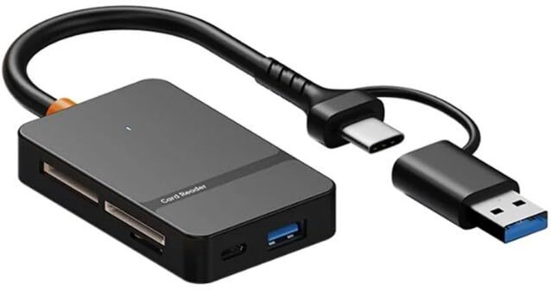 ULTRABYTES ADS 8-in-1 Card Reader Type-C + USB-A to SD/TF/MS / CF1 / Card Reader(Black)