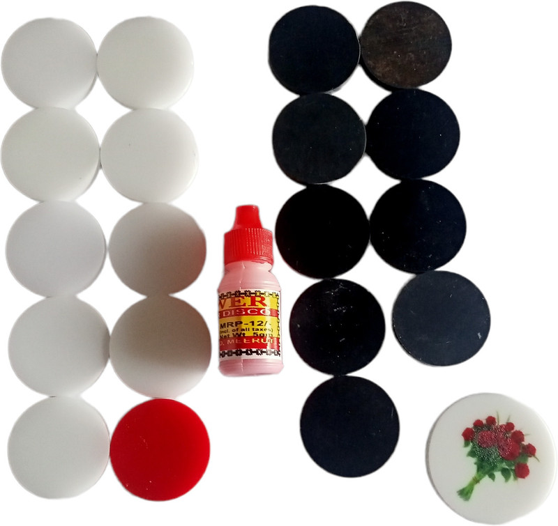 MLMFG Shiny Acrylic Carrom Coins Set – Smooth Glide & Stylish Design (24 Pieces) Carrom Pawns(Pack of 24)