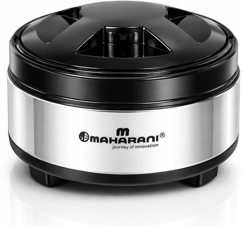 AE Maharani Stainless Steel Casserole Hot Case with Lid, (2500 ml, Black and Silver) Thermoware Casserole(2500 ml)