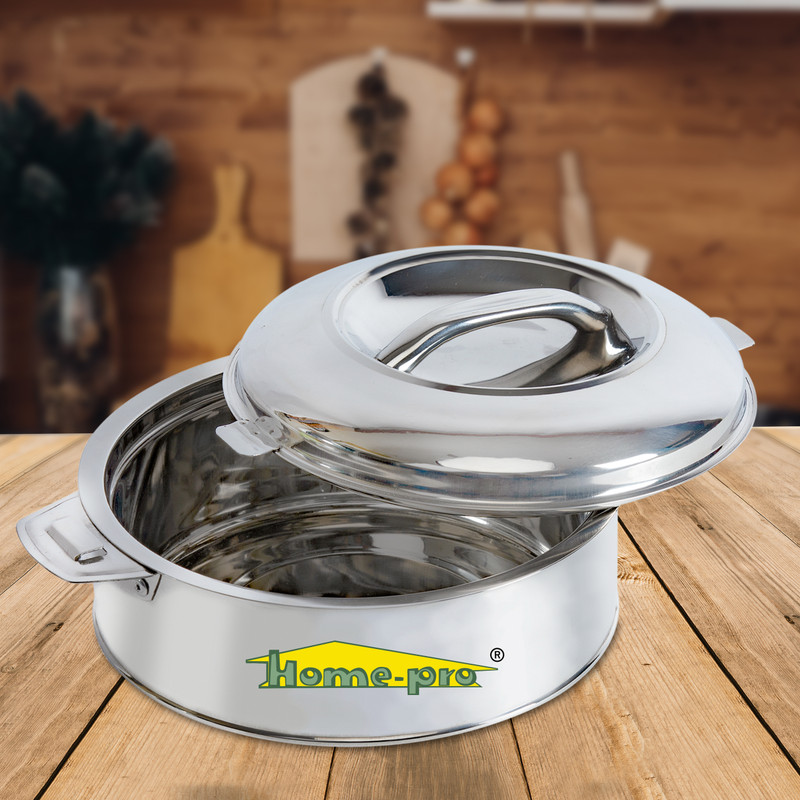 Home-pro High grade Stainless Steel Classy Casserole & Serving bowl 10000ml |Hotpot| Thermoware Casserole Set(10000 ml)