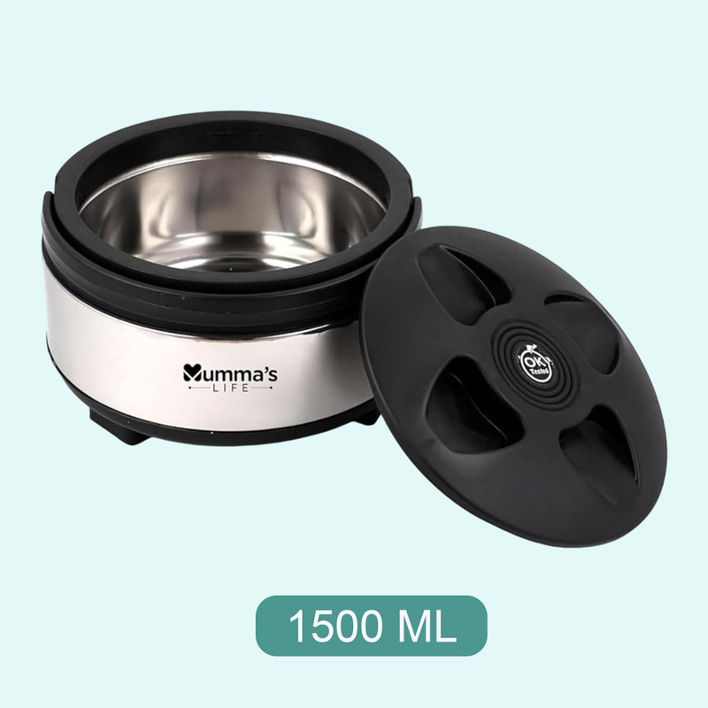 Mumma's LIFE Johnny Stainless Steel Casserole for Roti|Hot Box for Kitchen|Serving Bowl1500ML Thermoware Casserole(1500 ml)