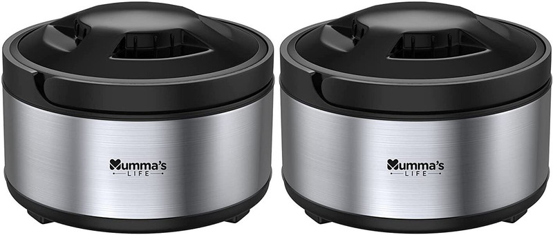 Mumma's LIFE Stainless Steel Thermoware Casserole for Roti/Chapati (3500ml & 4500ml) Pack of 2 Cook and Serve Casserole Set(3500 ml, 4500 ml)