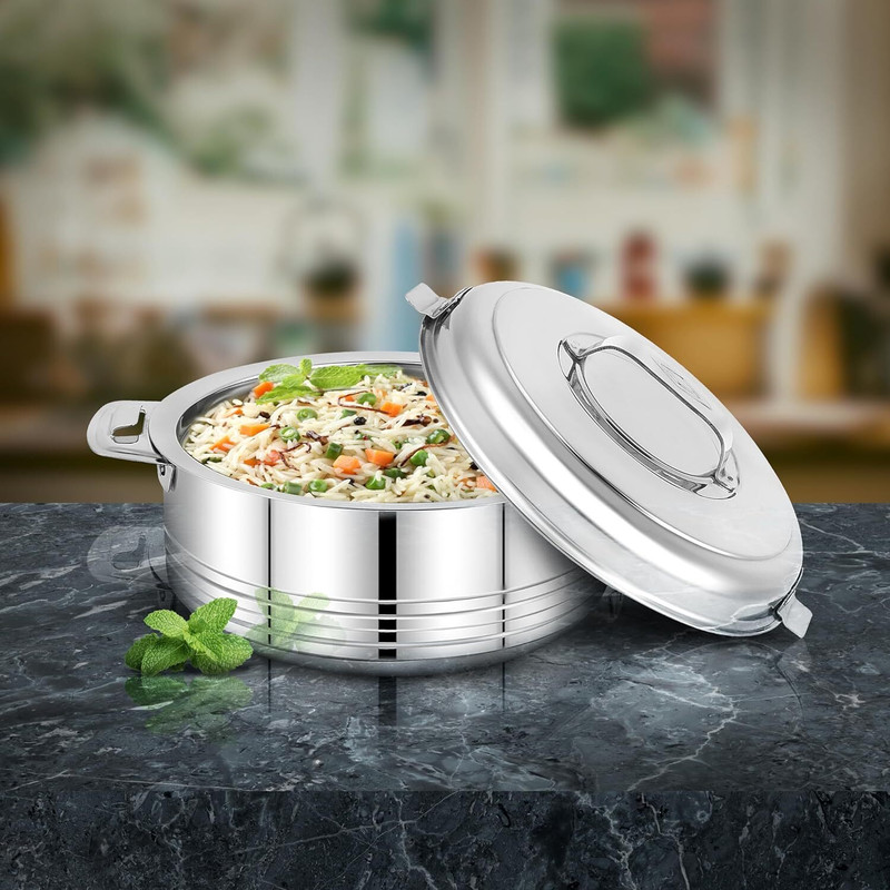 MITHALI Rio Hot & Cold Double Wall Insulated Stainless Steel Casserole Thermoware Casserole(3000 ml)