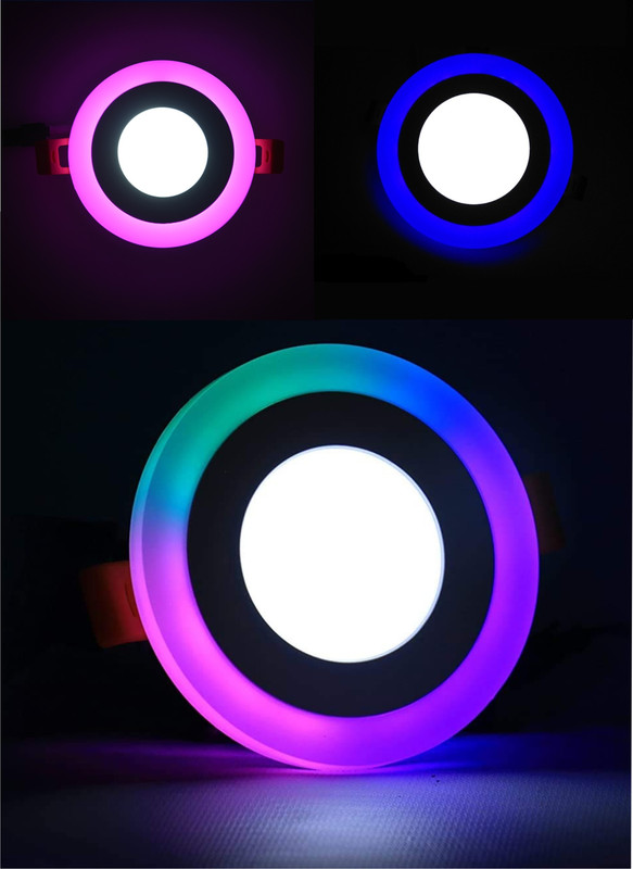 HBX LED Ceiling Panel Light 6 Watt (3+3) Dual 3D Light 1-PINK/BLUE/RGB With WHITE, 3 Ceiling Light Ceiling Lamp(Pink, Blue, Multicolor)