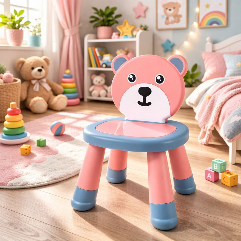 AEREX Cute Bear Shaped Plastic Chair for Toddlers & Kids(Pink)