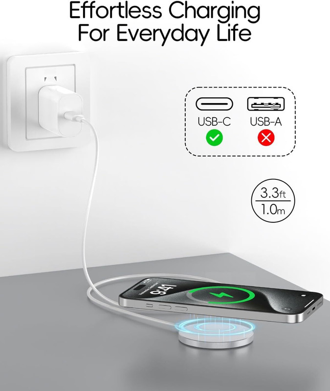4uonly New Magsafe Charger, 15W Magnetic Wireless WOW21 Charging Pad