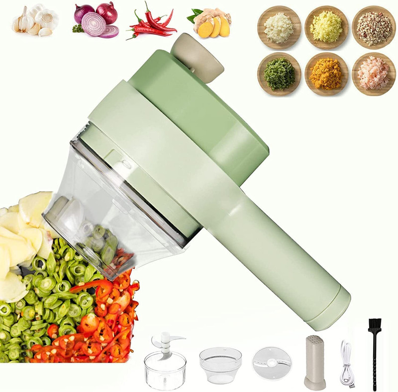 Pushnye by NA Electric Vegetable Chopper(PACK OF 1, 4 In 1 Electric Vegetable Cutter)