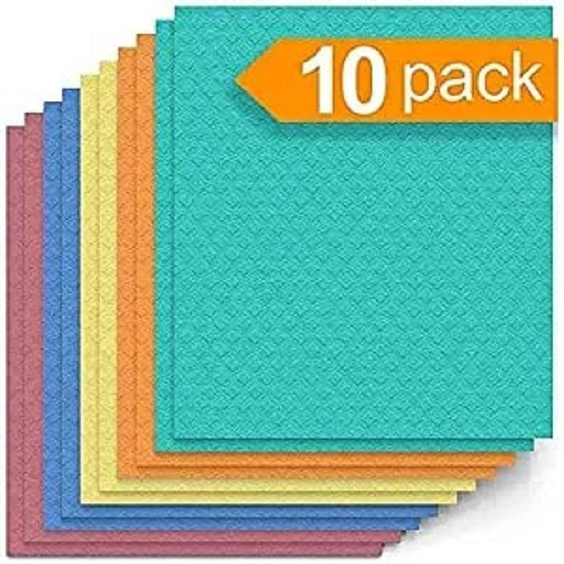 PITRADEV Reusable Cellulose Sponge Dish Cloths/Towels for Kitchen, Bathroom and Cleaning Counters Wet and Dry Sponge Cleaning Cloth(10 Units)