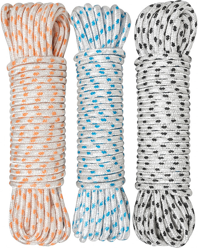 Kabi Aggro Rope for Cloth Drying 10 Meter each Pack of 3 Rassi Polyester Clothesline(10 m)